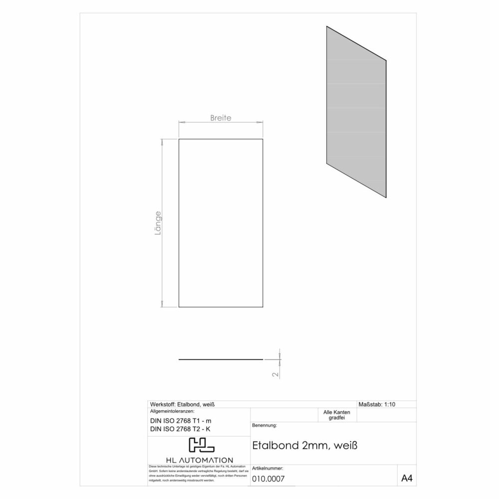 Etalbond 2 mm weiß – Bild 2