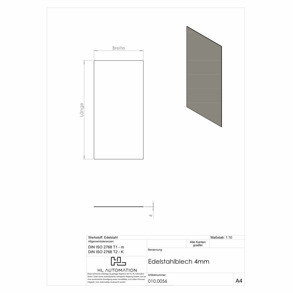 Edelstahlblech 4 mm – Bild 2