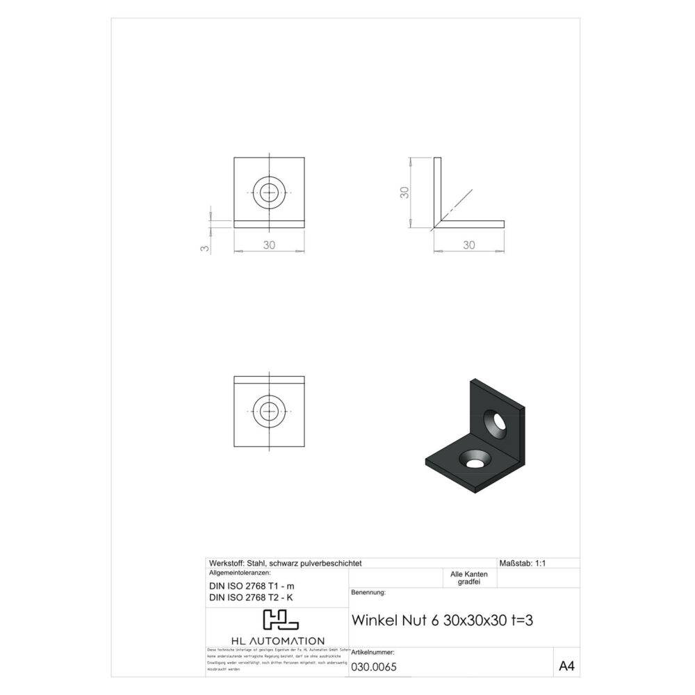 Stahlwinkel 30x30x30 t=3 – Bild 2