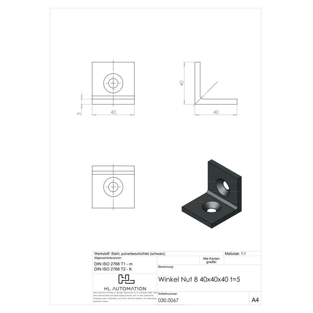 Stahlwinkel 40x40x40 t=5 – Bild 2