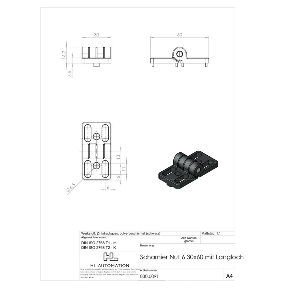 Scharnier mit Langloch 30x60 – Bild 2