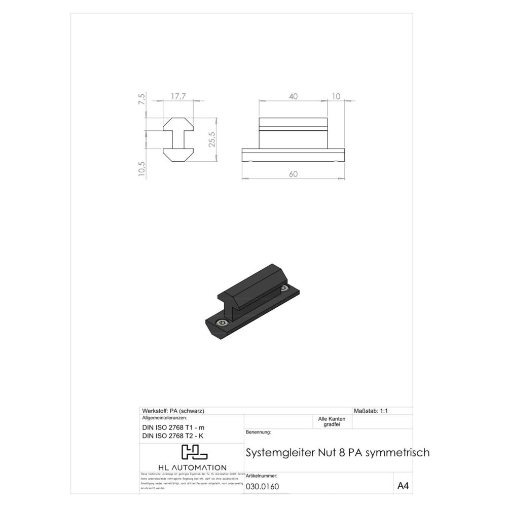 Systemgleiter Nut 8 PA symmetrisch – Bild 2