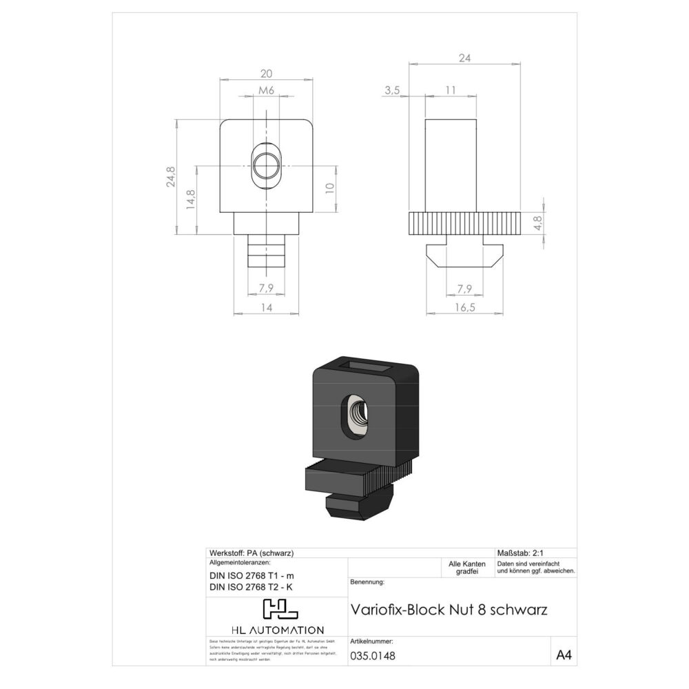 Variofix-Block Nut 8 schwarz – Bild 2