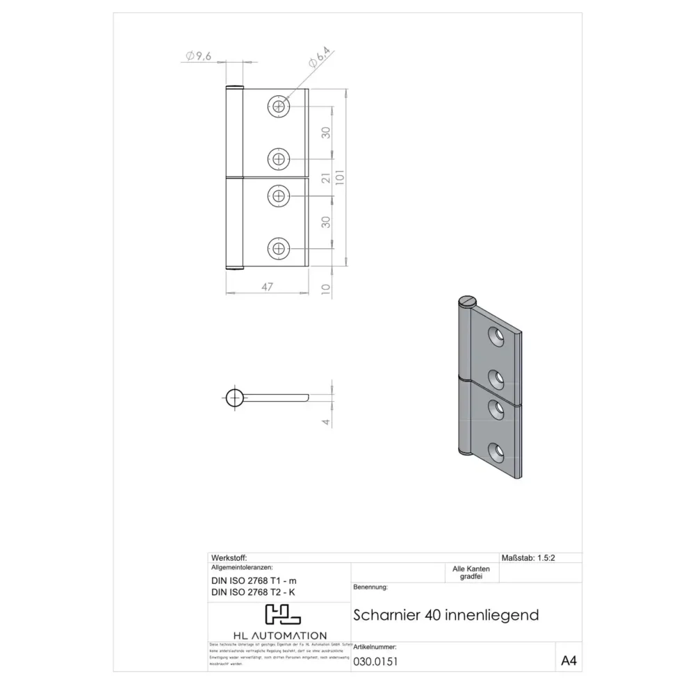 Scharnier 40 innenliegend – Bild 2